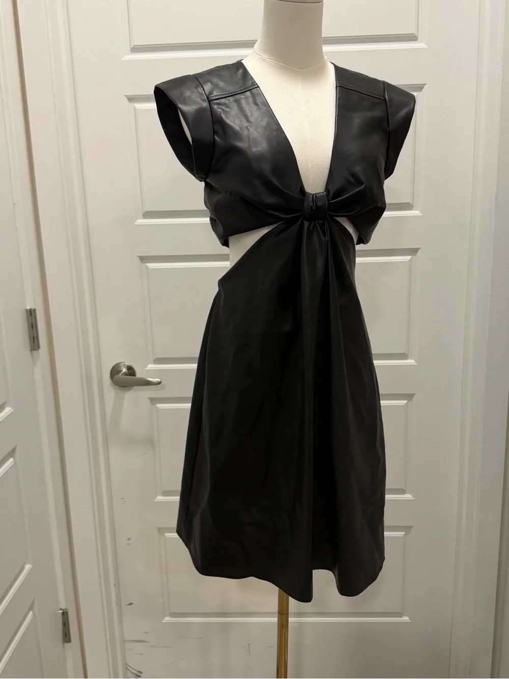 Jason Wu Black Faux Leather Mini Dress NWT - Picture 3 of 9